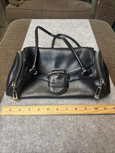 Vintage Cole Haan Umhängetasche schwarz Leder Alexa Roll Barrel Baguette 90er - Bild 1 von 10