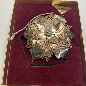 Baldwin Poinsettia Brass Gold Plated Ornament Limited Edition 2002 - Box - Picture 1 of 7