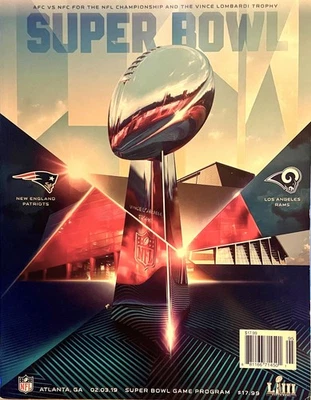 SUPER BOWL LIII (2019) Souvenir Game Program (Paperback) Rams vs Patriots Foto 1 de 2