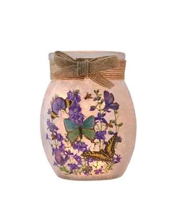 Stony Creek 4" Butterflies and Lavender Pre-Lit Small Jar with Jute, JSF0280 ... - Picture 1 of 1