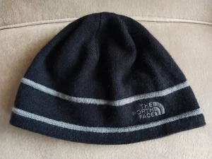The North Face Beanie Winter Hat Youth Medium Black Acrylic Knit Polyester Lined - Picture 1 of 7