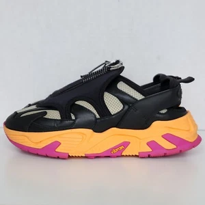 ICEBERG ZIPPED SNEAKERS IN BLACK/ORANGE NIU1403A MSRP $450 Luxury Mens 8.5 - Picture 1 of 11