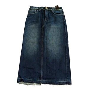 NWT Women’s KUT FROM THE KLOTH Maxi Denim Skirt Size 10 Kelly Back Slit Fray - Picture 1 of 11