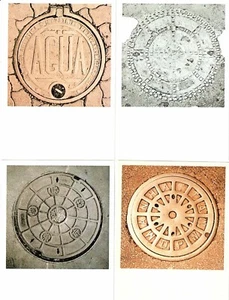 Sobres Manhole•Juego de 4 POSTALES•Paul Baars 1981•Belleza y arte bajo los pies - Imagen 1 de 1
