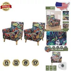 Versatile Floral Chair Covers - 2pcs Armchair Slipcover Set for Home & Office - Picture 1 of 8