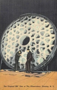 Cartolina Corning NY Il Disco Originale 200' all'Osservatorio Tichnor Linen - Foto 1 di 2