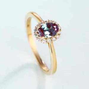 Alexandrite Engagement Ring Oval cut engagement ring Women Wedding Diamond - Picture 1 of 4