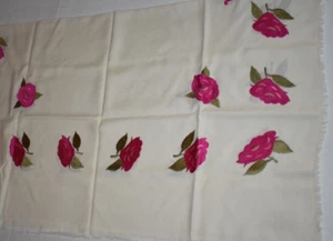Petrusse 100% Fine New Wool Embroidered Rose Floral 52"x48" Vintage NWT - Picture 1 of 6