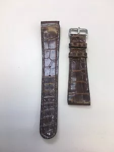 Cinturino orologio vintage coccodrillo marrone fatto a mano inglese anni 50 fine cucita 19mm N.O.S. - Foto 1 di 14