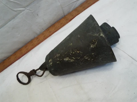Unique Primitive Hand Made Brass/Bronze Triple Cow Bell Animal Farm Tool Nested Cover