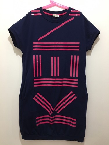 Abito a maniche corte Fab Girls Designer Kenzo rosa blu navy con stampa scritta 14 anni ? ?