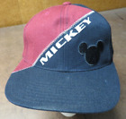Mickey Mouse Maroon Black Walt Disney World Cross stitched snapback cap hat VTG