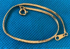 Golden tone flat rope bracelet 7”L x 2mmW - Picture 1 of 3