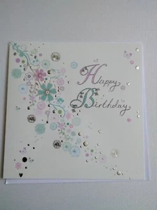 Biglietto Buon Compleanno Fiori Farfalle - Foto 1 di 1