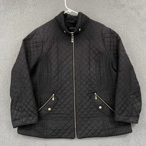Ellen Tracy Jacket Women's 2XL Black Quilted Zip Up Lined Pocket Outdoor - Picture 1 of 11