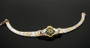 Hermoso conjunto de pulsera tricolor de plata de ley con piedras preciosas brillantes circonita - Imagen 1 de 6