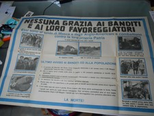POSTER RSI MANIFESTO ORIGINALE ANTI PARTIGIANI 1944 1945 100 X 70 ATT1