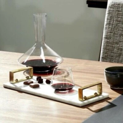 Bandeja con mango de aluminio dorado mármol blanco moderno nueva con etiquetas Foto 1 de 4