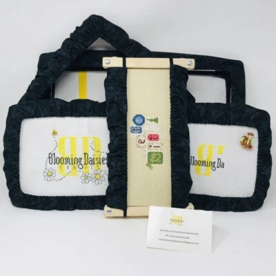 Black Flowered Grime Guards - Q-Snap Frame-Cross Stitch/Needlecraft - Image 1 of 4