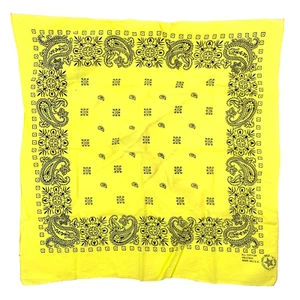 Bufanda Bandana Vintage 13960 Western Paisley Amarillo Neón 20.5"x20.5" Hecha en EE. UU. - Imagen 1 de 6