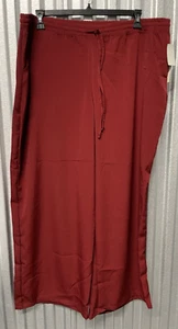 French Laundry Plus 2X Wide Leg Flowy Pants Deep Dark Red Tie Waist Pockets NWT - Picture 1 of 7