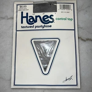 Hanes Textured Control Top Pantyhose Sheer Swiss Dot 977 Jet Size C Vintage - Picture 1 of 2