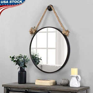 Vintage Round Wall Mirror Nautical Decor Bedroom Bathroom Entryway Coastal Style - Picture 1 of 7