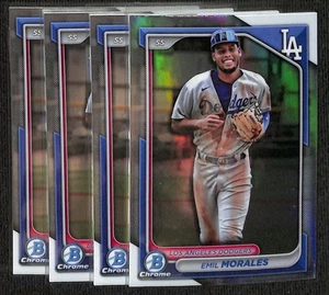 (4) Emil Morales Lot 2024 Bowman Chrome Draft Prospect Refractor - Dodgers - Bild 1 von 2