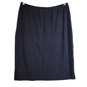 Talbots Wool Blend Skirt Blue Navy XL Pull On Elastic Straight Knee Length VTG - Picture 1 of 5