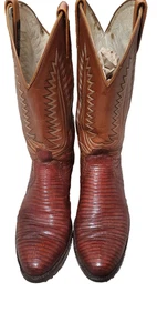 Dan Post Lizard Western Cowboy Boots Peanut Brittle Leather Men’s US 11 D 6846 - Picture 1 of 7
