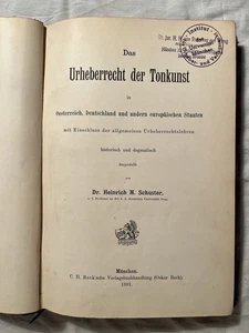 H. Schuster: Das Urheberrecht der Tonkunst... Erstausgabe 1891 - Sehr selten - Bild 1 von 4