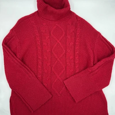 Suéter GAP Para Mujer Cuello Alto M Rojo Tejido con Cable Manga Larga Suave Acogedor Pullover Foto 1 de 4