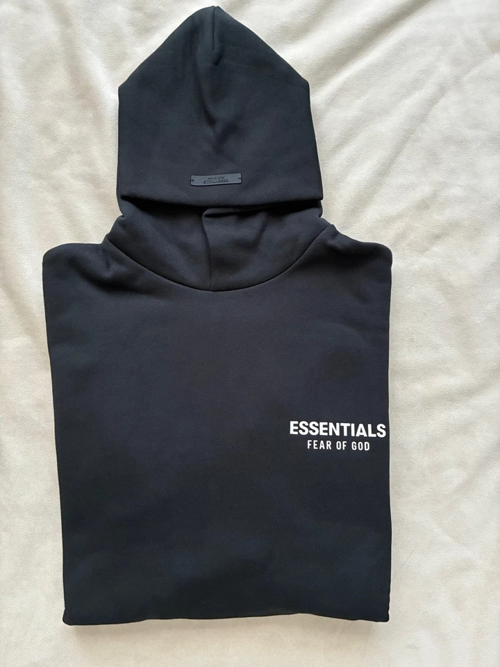 Fear of God Essentials Fleece Hoodie (FW24) Black Brand New with Tags Size M - Image 1 of 4