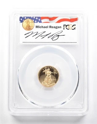 2011-W $5 American Gold Eagle Michael Reagan 1/10 Oz PR69 DCAM PCGS *0782 - Imagem 1 de 3