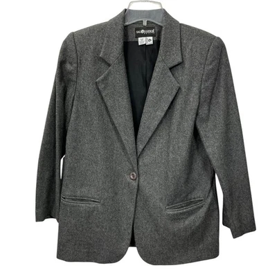 Chaqueta Blazer Sag Harbor Talla 10P Pequeña Mujer Gris Claro Mezcla de Lana Foto 1 de 4