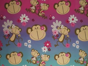 Pink / Purple / Blue Monkey Note Cards w/ Envelopes - Set of 6 - Picture 1 of 1
