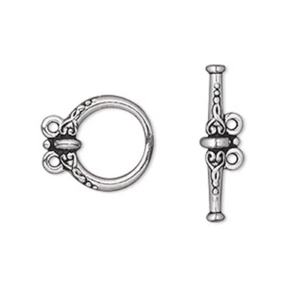 2 strand made in USA Fancy Antique Silver pewter Toggle clasps-jewelry supplies - Image 1 of 3