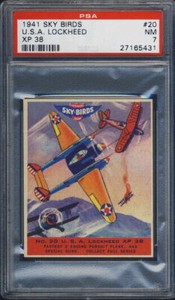 1941 Goudey Sky Birds #20 USA Lockheed XP 38 PSA 7