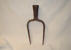 VINTAGE DOUBLE PRONG HAY FORK PITCHFORK " Blacksmith Made " WROUGHT IRON