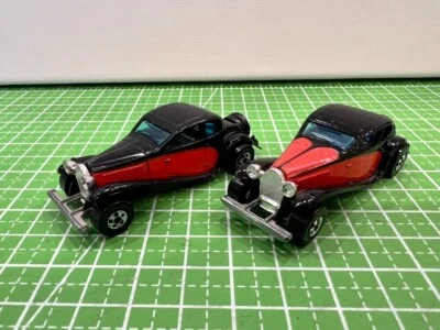 Hot Wheels 37 Bugatti #1696 Lot Of 2 Variations Black Walls 1980 Hong Kong - Image 1 of 4