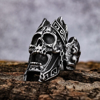 Anillo Calavera Demonio Señor de la Muerte Malvado Acero Inoxidable Para Hombre Gótico Motociclista Calavera Anillo Foto 1 de 4