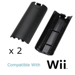 x 2 Nintendo Wii Fernbedienung Abdeckungen Controller Akkuabdeckung Ersatz SCHWARZ - Bild 1 von 1