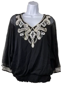 Damen Perlen transparentes Top Größe L Whimsigoth Fee Grunge formell Party dunkle Romantik - Bild 1 von 6