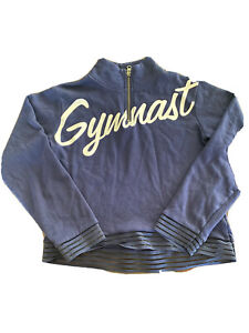 Justice Active Girls Sz 8  Gymnast Graphic Half Zip Navy Blue Sweater