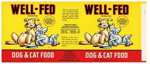 ORIGINAL VINTAGE DOSENETIKETT HUND KATZE TIERFUTTER 1957 GUT GEFÜTTERT COMIC HUNTINGTON PARK - Bild 1 von 1