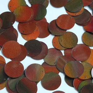 Round Sequin Paillettes 15mm Top Hole Bronze Brown Lazersheen Reflective - Picture 1 of 2