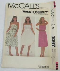 McCalls 7497 Dress Sewing Pattern Sz. 14 Vintage Uncut - Picture 1 of 4