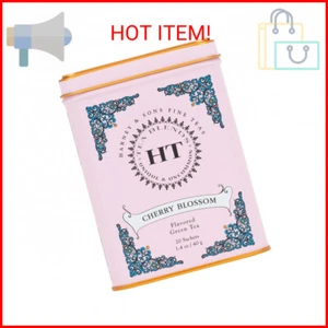 Harney & Sons Caffeinated Blossom Green Tea Tin Sachets Pink 31629, Cherry, 20 C - Picture 1 of 2