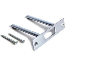 Home Security Door Reinforcement | Two Post Strike Plate | Satin Nickel - Picture 1 of 12