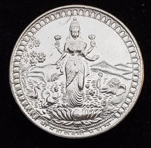 Vintage Sammlerstück Dhanteras Lakshmi .999 Feinsilber 10g Medaille Münze rund - Bild 1 von 2
